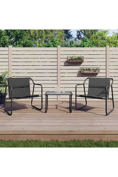 vidaxl 3 Piece Garden Lounge Set with Cushions Gray Steel