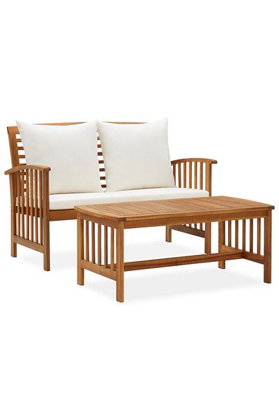 vidaxl 2 Piece Garden Lounge Set with Cushions Solid Acacia Wood