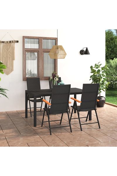 vidaxl 5 Piece Garden Dining Set Black and Brown
