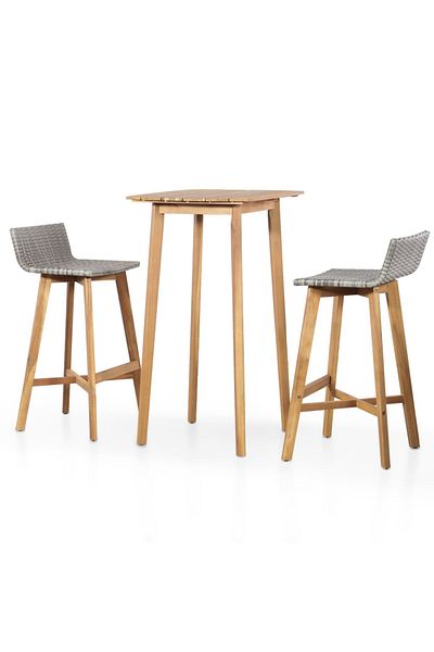 vidaxl 3 Piece Bar Set Solid Acacia Wood