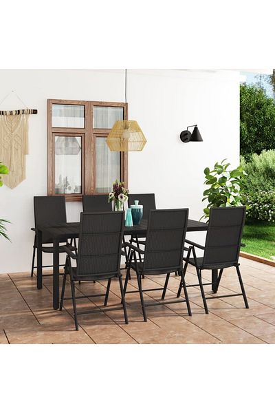 vidaxl 7 Piece Garden Dining Set Black