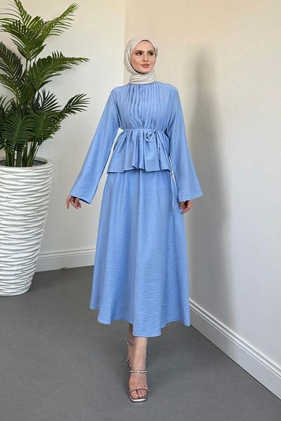 MERVEN AKYÜZ Sasha Skirt Suit Blue