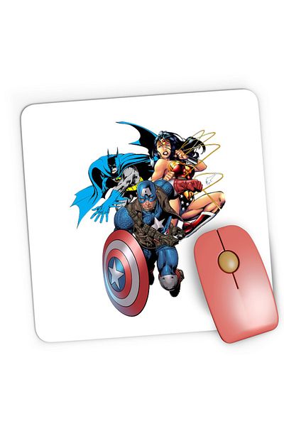 OEM Mousepad Gaming Captain America Wonder Woman Batman Batmobile, 21x19 см