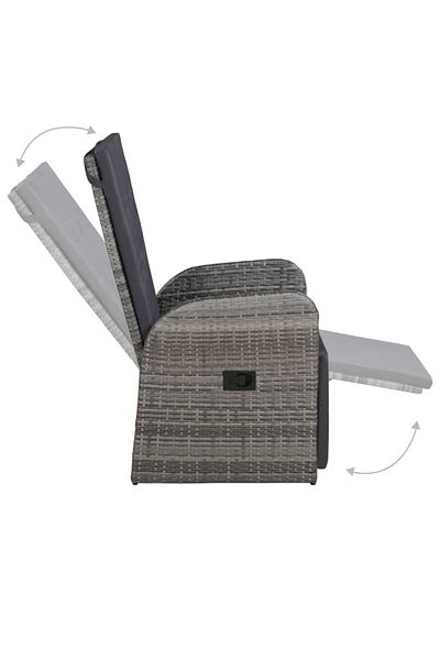 vidaxl 3 Piece Bistro Set with Cushions Poly Rattan Gray