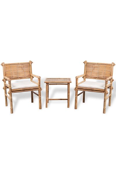 vidaxl 3 Piece Bistro Set with Cushions Bamboo