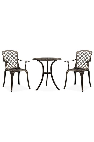 vidaxl 3 Piece Bistro Set Cast Aluminium Bronze