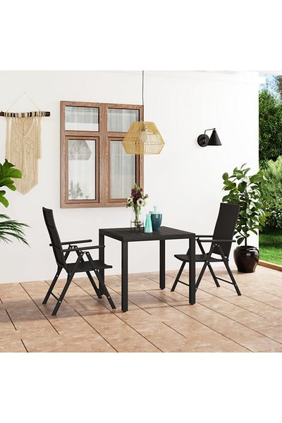 vidaxl 3 Piece Garden Dining Set Black