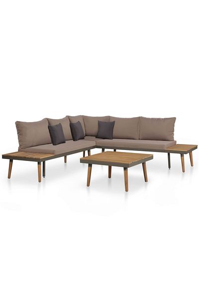 vidaxl 4 Piece Garden Lounge Set with Cushions Solid Acacia Wood Brown