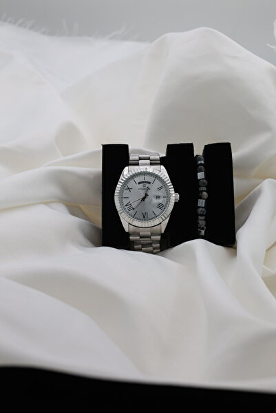 Coliseum Şık Erkek kol saati takvimli ve bileklik hediyeli