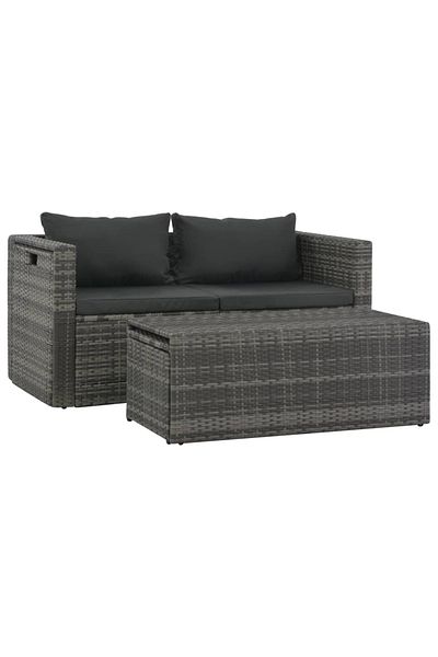vidaxl 6 Piece Garden Lounge Set with Cushions Poly Rattan Gray