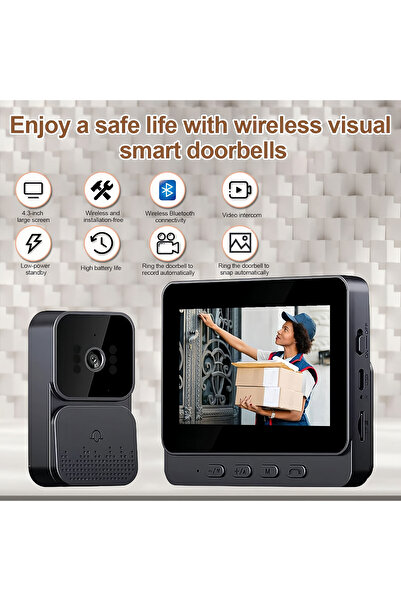 sharpdo 4.3-Inch Wireless Interconnection Infrared Night Vision High-Definition Two-Way Smart Video Doorbell