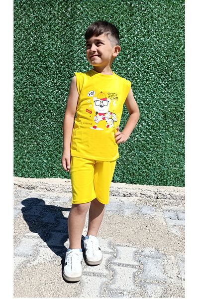 siyalife Boy's Soft Textured Compact Fabric Sleeveless Summer T-Shirt and Shorts Set