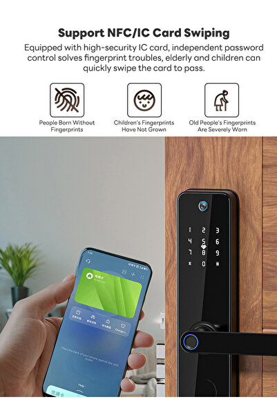 sharpdo WiFi Smart Fingerprint Electronic Door Lock,Fingerprint/Card/Key/Password/Bluetooth