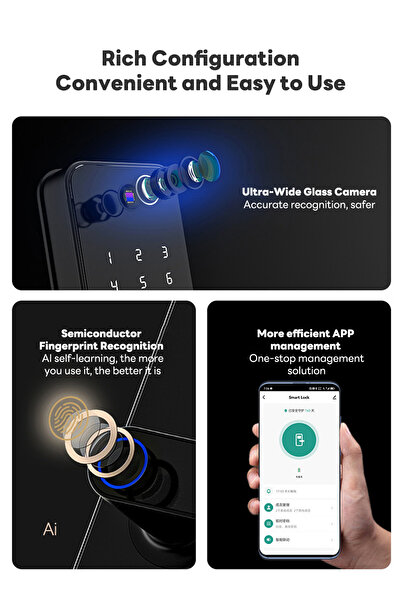 sharpdo WiFi Smart Fingerprint Electronic Door Lock,Fingerprint/Card/Key/Password/Bluetooth