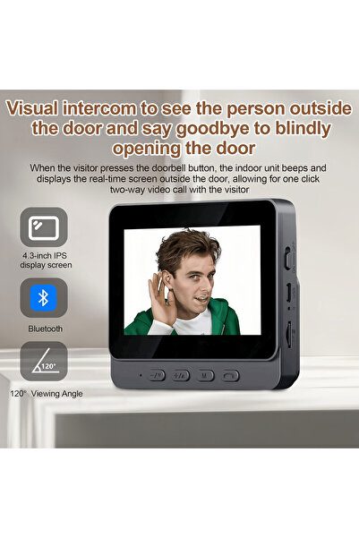 sharpdo 4.3-Inch Wireless Interconnection Infrared Night Vision High-Definition Two-Way Smart Video Doorbell