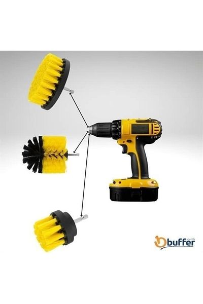 PRATİKOBA Bfs triple drill bit bathroom tub shower cabin car wheel seat washing cleaning brush set