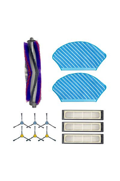 Homidea Midea Spare Parts Kit: Side Brush×6pcs, Main Brush×1pc, HEPA Filter×3pcs
