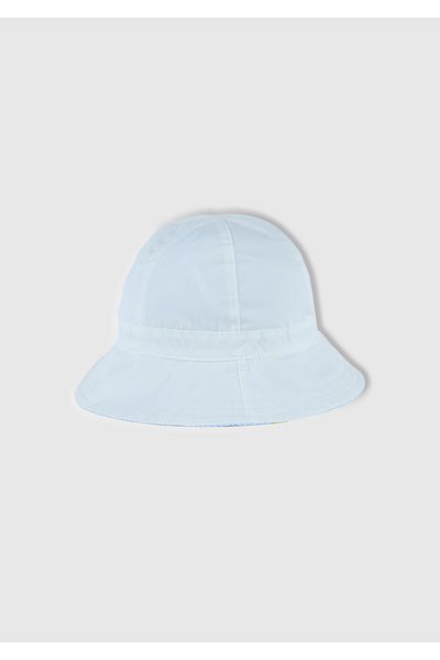 United Colors of Benetton Baby White Print Detailed Double Sided Drawstring Bucket Hat