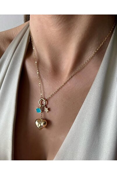 FOR YOU TAKI by Ezgi قلادة من الفولاذ المقاوم للصدأ على شكل قلب متدلي