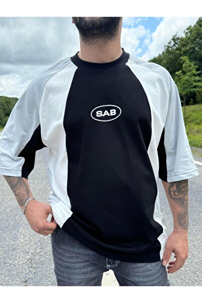 SCSARVİN Parçalı SAB Baskılı Oversize T-SHİRT PNC 1011
