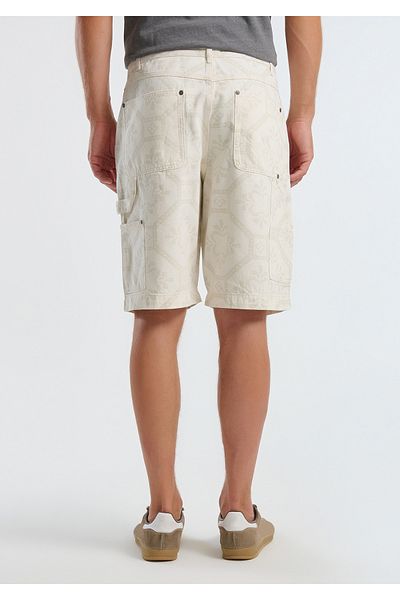 United Colors of Benetton Men's White 100% Cotton Patterned Regular Fit Bermuda Shorts