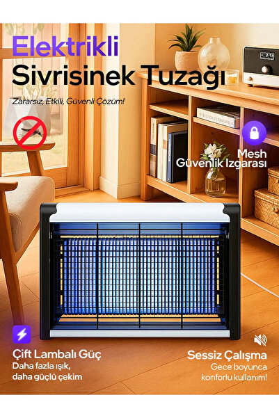 asua Çift Ampullü Elektrikli Sineklik Sivrisinek Kovucu Yakalama Cihazı 30 M²...