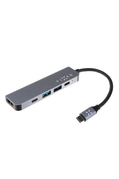 FIXED | 5-portowy USB-C HUB Mini do laptopów i tabletów | FIXHU-MN-GR | Szary
