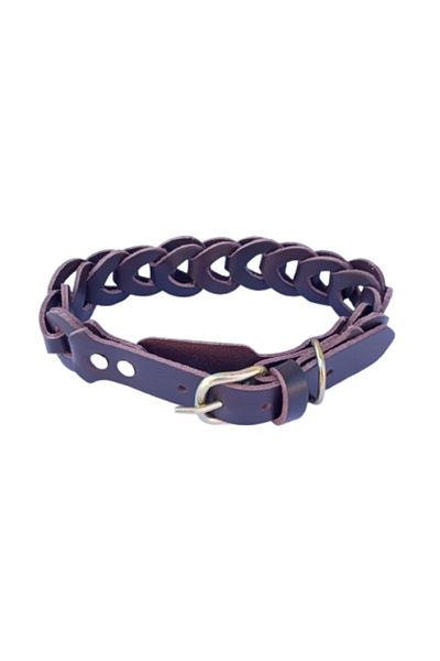 OEM Accesoriu zgardă ciocolată cu os, piele, pentru câini mici, 35 x 1,5 cm, diametru 22-30 cm