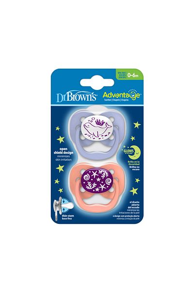 Dr.Brown's Dr. Brown's ™   Advantage ™   Shining in the Dark Liar Pacifier Coral Ocean,- 1St Stage, Pink