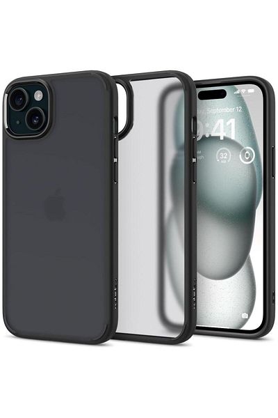 Spigen Etui Ultra Hybrid na iPhone 15 przezroczysto-czarne