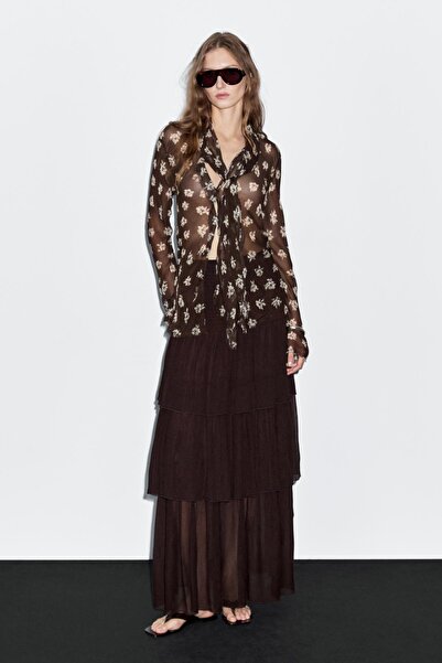 Massimo Dutti Fular yaka dökümlü gömlek