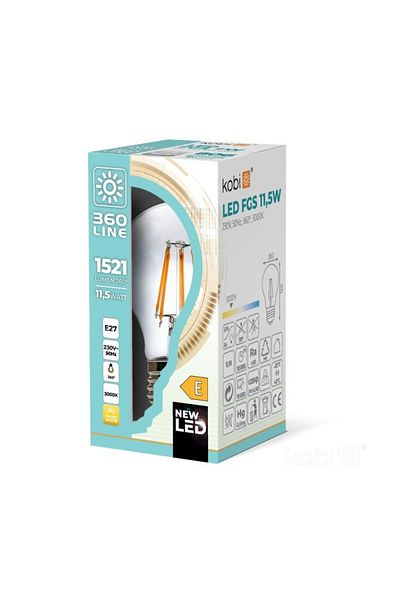GTV LED bulb 11.5W(100W) Kobi, Vintage, E27 pulley, warm light(3000 K), 1521 lm, energy class E