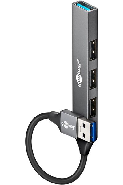 goobay Slim 4-Port USB Hub, USB-A to USB-A, 5 Gbit/s | 74456