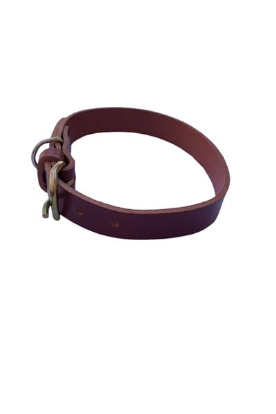 OEM Zgardă pentru câini, piele naturală maro închis 60 x 2,5 cm, reglabilă 39-49 cm