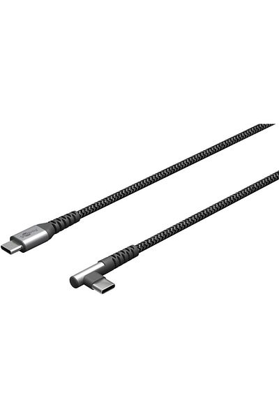 goobay | 64659 Kabel tekstylny USB-C do USB-C z metalowymi wtyczkami, 1 m | USB-C do USB-C