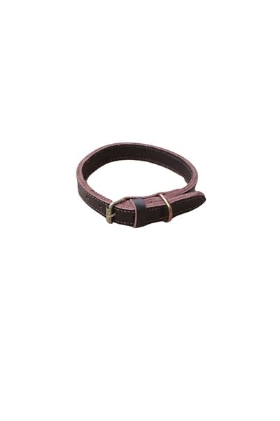 OEM Zgardă dublă din piele naturală maro, pentru câini, 55 x 2 cm