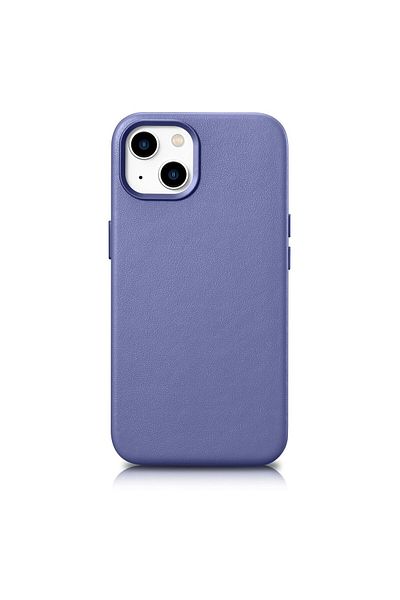 ICARER Husă din piele naturală pentru iPhone 14 MagSafe Case, mov deschis