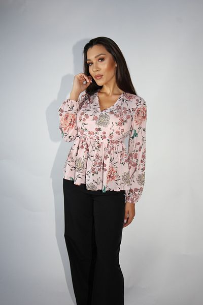 BOOHOO FLORAL PRINT BLOUSE