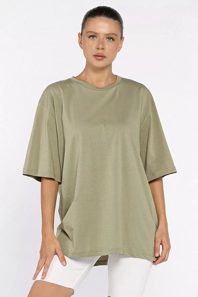 GÜLSELİ Tricou de bază kaki pentru femei