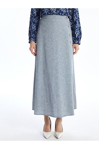 LC Waikiki Lcw Grace Elastic Waist Plain Linen Blended Women's Skirt