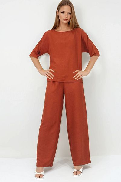 VAGGON Set de tricou și pantaloni pentru femei Cinnamon Crewneck Vs00361