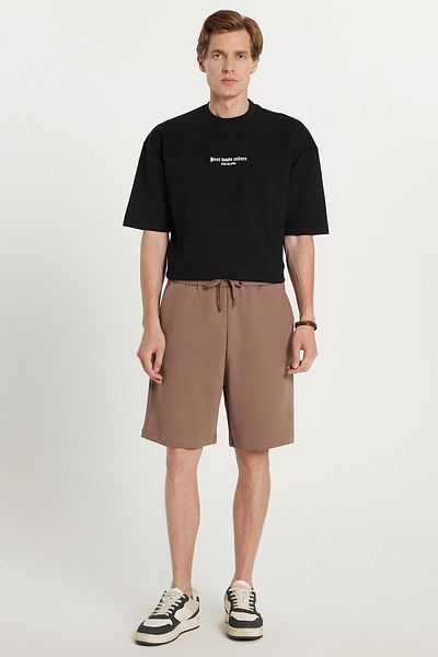 Tudors Men's Relax Fit Relaxed Cut Bermuda Brown Shorts with Side Pockets