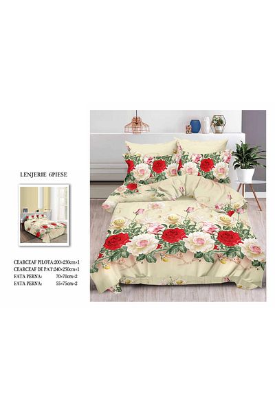 CHIRASO CHIRASO 3D Bedding Set, 6 pieces, Classic Sheet 240x250cm, Duvet Cover 200x230cm, 4 Pillowcases