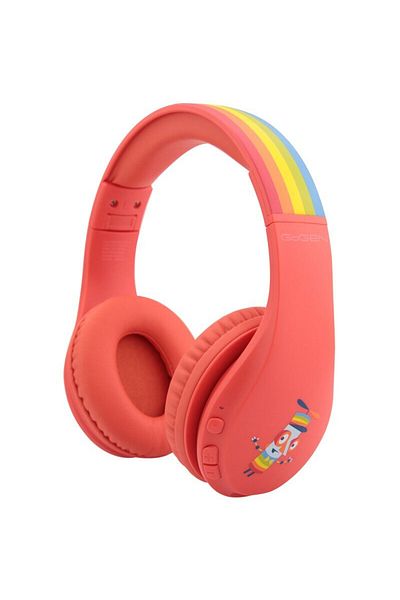 Gogen Decek wireless headphones for children, Bluetooth 5.2, limited volume, red