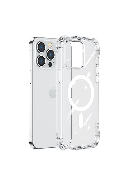 Joyroom Magnetyczne etui do iPhone 14 Plus pancerny pokrowiec z haczykami podstawką przezroczysty