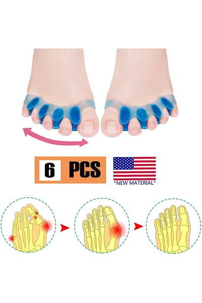 Pnrskter Set of 6 toe correctors, gel, blue, universal size