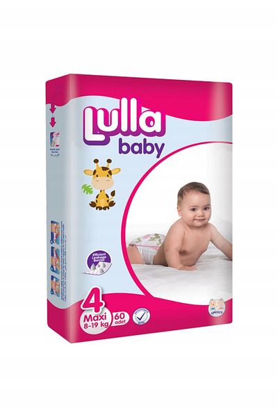 LULLABY BUTİK Lulla Baby Pieluszki Jednorazowe Rozmiar 4, 60 szt. JUMBO PACK