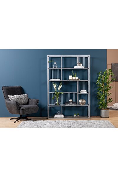 Vivense LOLA SİLVER METAL KİTAPLIK, GRİ 120 CM