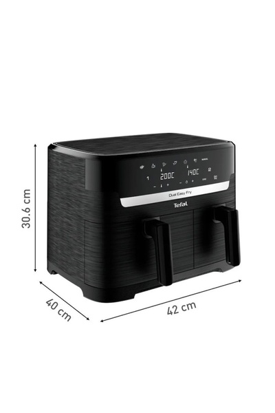 TEFAL Friteuză cu aer cald Dual Easy Fry Ey901n10, putere 2700w, 7 programe de gătit, 5,2l 3,1l, neagră