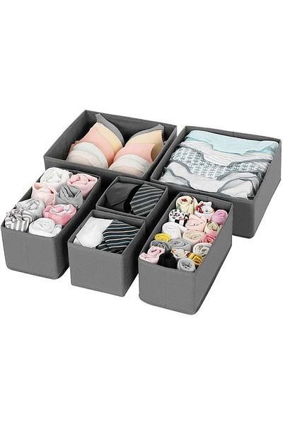 she berrak 6-Piece Drawer Cabinet Organizer Box Set Anthracite